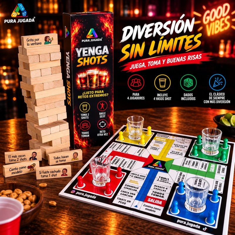 Combo Yenga Shots + Parchís Shots | Pura Jugada